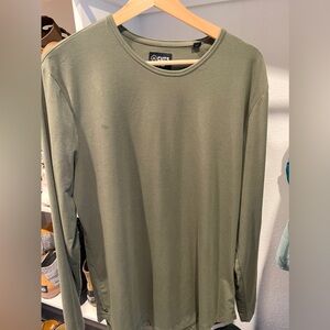 Men’s Curs Curve Hem Long Sleeve T-Shirt Green